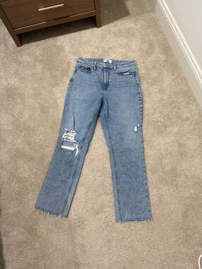 PAIGE High Rise Brigitte Distressed Straight Leg Jeans Size 29